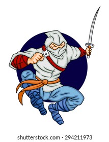 Cartoon Ninja Fighting with Sword