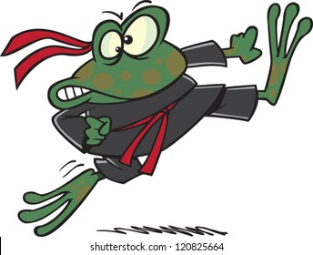 cartoon ninja frog in a karate outfit