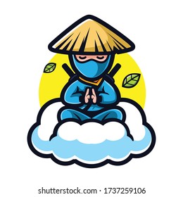 Cartoon Ninja Guru Mascot Logo