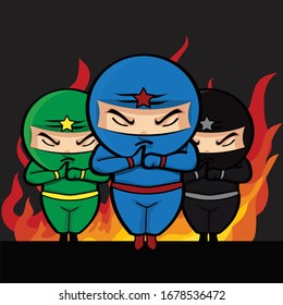 Cartoon ninja  hero vector design