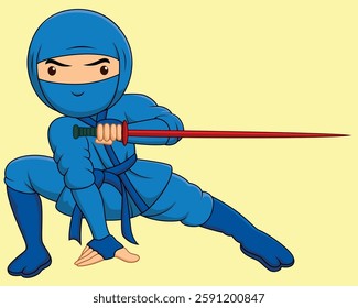 Cartoon ninja holding a sword vector illustration