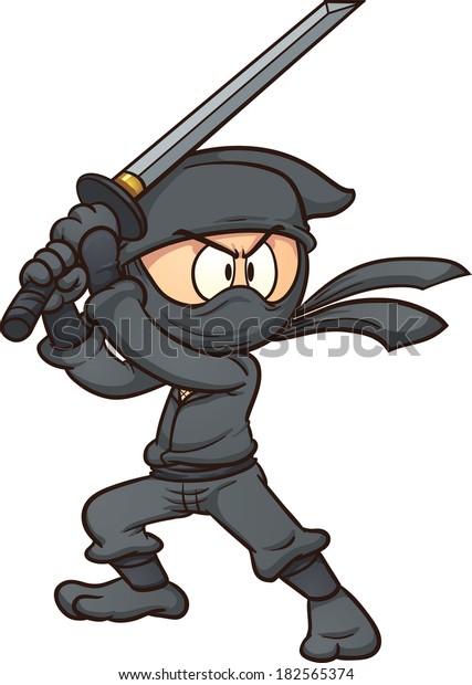 Cartoon Ninja Holding Sword Vector Clip Stock Vector (royalty Free 