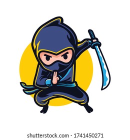 Cartoon Ninja Mascot Logo Design Stock Vector (Royalty Free) 1741450271 ...