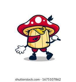 cartoon ninja mushroom walking with sword