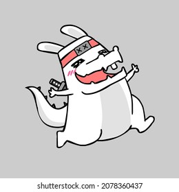 ilustración de vector de conejo de ninja de dibujos animados