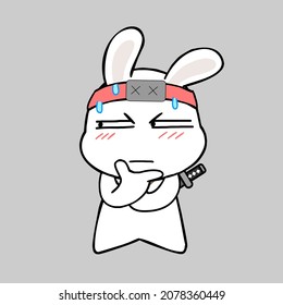 cartoon ninja rabbit vector illustration