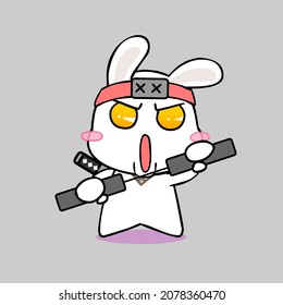 cartoon ninja rabbit vector illustration