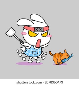 Cartoon Ninja Kaninchen, Vektorgrafik