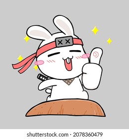 cartoon ninja rabbit vector illustration