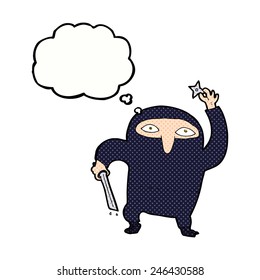 Cartoon Ninja mit Gedankenblase