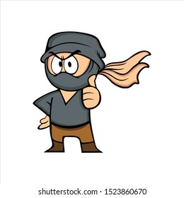 Cartoon ninja. Vector clip art illustration with simple gradients. All in a single layer.
