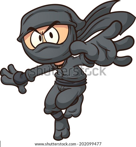 Cartoon ninja. Vector clip art illustration with simple gradients. All in a single layer.