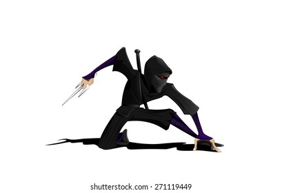 Cartoon ninja. Vector illustration