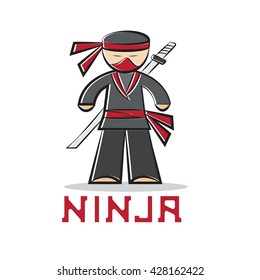 cartoon ninja young man vector design illustration