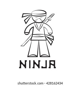 cartoon ninja young man vector design illustration
