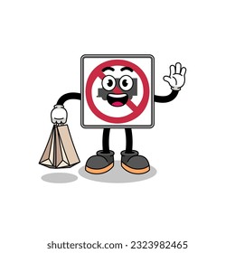 Cartoon of no trucks road sign shopping , character design