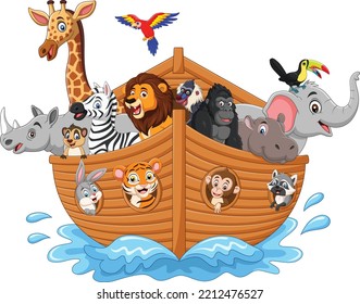 Cartoon Noah Ark Animals Stock Vector (Royalty Free) 2212476527 ...