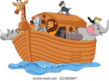 Cartoon noah ark with animals