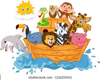 Cartoon Noah's ark isolated on white background