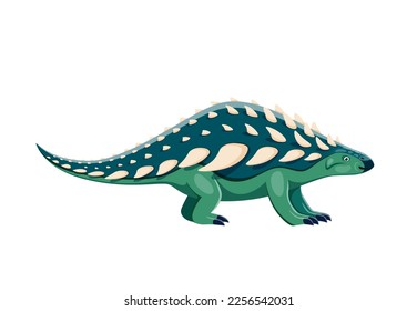 Caricatura Nodosaurus dinosaur carácter. Reptile o lagarto blindado extinguido, animal de la vida silvestre antigua. Criatura prehistórica, aislado herbivoro de dinosaurio vectorial personaje divertido con espinas espinas