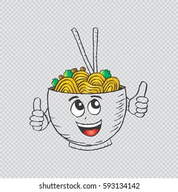 Cartoon noodle with happy face