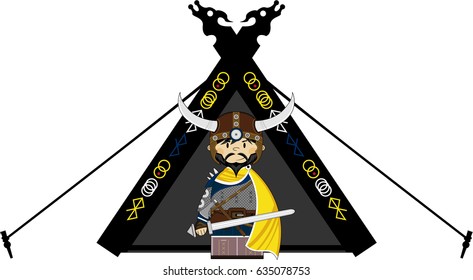 Cartoon Norse Viking at Tent