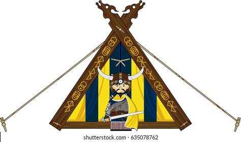 Cartoon Norse Viking at Tent