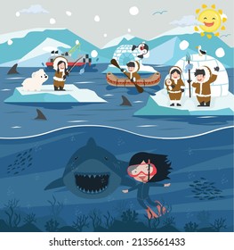 Cartoon North pole Arctic background