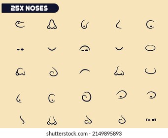 Cartoon Noses. Emotions comic caricature, character or doodle emoticon. Vector icon set