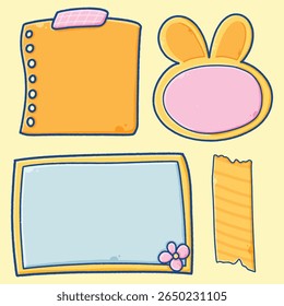 Bloco de notas de desenhos animados com fita adesiva