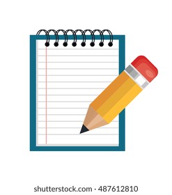cartoon notepad pencil icon graphic isolated