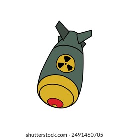Una caricatura de un cohete bomba nuclear