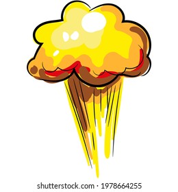 Cartoon Nuclear Mushroom Cloud Isolated Vector Icon