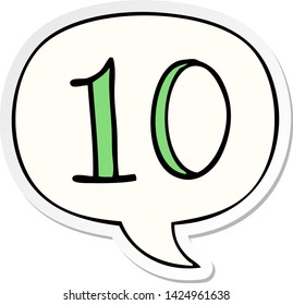 cartoon number 10 with speech bubble sticker
