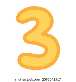 Cartoon Number 3, Playful Numeric Set, Kids Friendly Digits