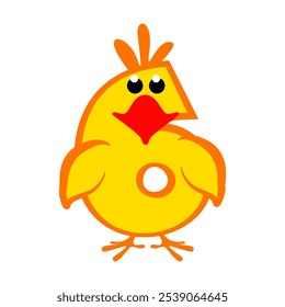 Caricatura número 6 como pollo amarillo, figura seis. Caligrafía, letras, tipografía para sus tarjetas de Educación o juego. Linda pegatina