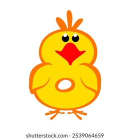 Caricatura número 8 como pollo amarillo, figura ocho. Caligrafía, letras, tipografía para sus tarjetas de Educación o juego. Linda pegatina