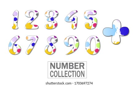 cartoon number collection set with different colors and white background