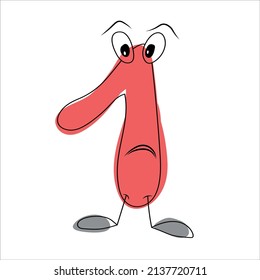cartoon number, funny numbers for children's design, visual material cartoon numbers with eyes of character.