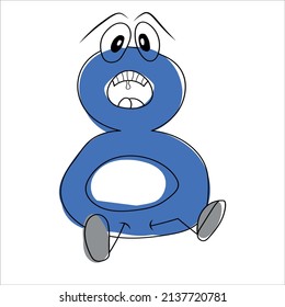 cartoon number, funny numbers for children's design, visual material cartoon numbers with eyes of character.