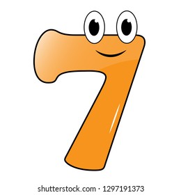 cartoon number. Illustration of colorful number 7