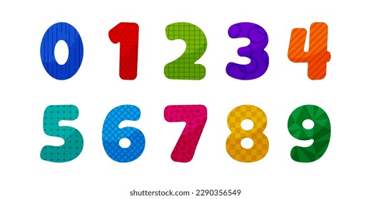 Cartoon number, kid colorful font, cute fun alphabet, school children math letter vector icon, game sign set, education typography, baby symbol, color character. Learning illustration