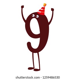 cartoon number nine design