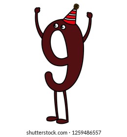 cartoon number nine design