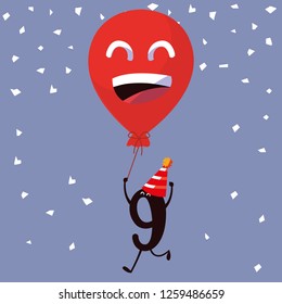 cartoon number nine design