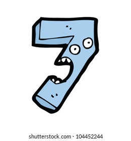 cartoon number seven with face