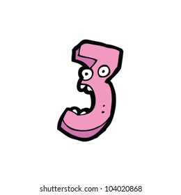 cartoon number three with face