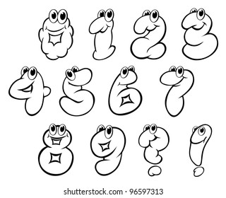 Cartoon numbers and digits set