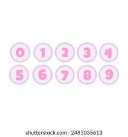 Cartoon numbers font. Fun childhood numbers for baby birthday. Design elements. Kids birthday cute decor, mathematics in elementary school. Vector numeral graphic illustration