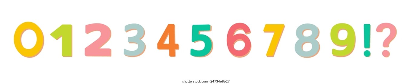 Cartoon numbers font. Funny children's numbers for a child's birthday. Mathematics in elementary school.